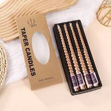 1 Box Of 4 Spiral Candles 10 Inches Bottom Diameter 2cm Burning 8 Hours Spiral Metal Cone Candle Spiral Candle No Drip, Taper Candle, Long Candle, Unscented Dinner Candle Party Party Wedding Decoration Halloween, Spooky, Autumn, Festival, Holiday , Winter, Holiday, Festival,Room Decor,Gifts