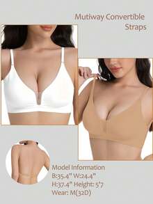 2pcs Women's Seamless Backless Bra Backless Strapless Underwear Summer Bra Sexy Bra Bridallingerie Three Types Of Straps, Seamless And Breathable, Adjustable Shoulder Straps, Thin Bra, Comfortable And Breathable, Suitable For Weddings, Formal Dresses, Camisole Skirts, Etc