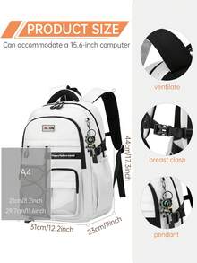 1 pezzo Zaino alla moda unisex, chiusura con cerniera, cinghie regolabili, grande capacità, adatto per lavoro, attività all'aperto, pendolarismo, regalo per il ritorno a scuola