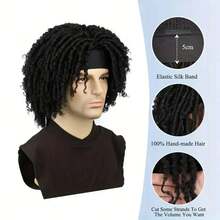 Belle Show 6英寸发箍假发，带发箍的非洲卷发/蓬松脏辫假发，男士日常佩戴的脏辫假发 - 彩色 - 查看 8