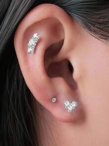 CIZME 1PC Cartilage Earrings For Women Men 16G Stainless Steel Silver Earring Rook Piercing Jewelry Curved Barbell Helix Daith Earrings Spiral Twisted Stud Earrings Butterfly Moon Star Flower Ear Piercing Jewellery For Helix Cartilage Tragus For Woman Man Daily Wear Woman Gift