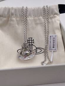 Vivienne Westwood Limited Edition Moon 3D Orb Long Chain Necklace - Silver - View 3