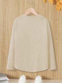 2026EMERY ROSE Heart-Shaped Printed Round-Neck Long-Sleeved Shirt, Suitable For Romantic Valentine's Day Patterned T-Shirt Women's Top, Suitable For Spring Clothing And Autumn Women's Wear,Valentine's Day Hoodie For Couples,New Years Outfit Women,Women's Tops - 卡其色 - 查看 2
