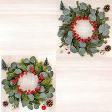 1 opakowanie świątecznego wieńca, świąteczny wieniec na drzwi wejściowe, świąteczne wieńce na drzwi z czerwonymi jagodami, szyszkami i liśćmi cedru, sztuczny wieniec na Boże Narodzenie, dekoracje do wnętrz i na zewnątrz, wieńce na drzwi wejściowe z prawdziwym akcentem, duże sztuczne świąteczne, małe zimowe wieńce z sosny i cedru na okna, na zewnątrz, do domu, ogrodu, na ścianę, na werandę, do powieszenia na ścianie - Wielokolorowe - Zobacz 10