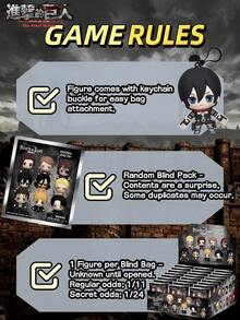 Crunchyroll 1/3/24个装 进击的巨人盲盒神秘散装袋夹 官方授权3D动漫人物钥匙扣 收藏玩偶 随机一个 阿明 艾伦 让 康尼 利威尔 埃尔文 莱纳 贝特霍尔德 阿尼 波尔克 吉克 娱乐装饰品 挂件 包包 汽车 钱包 挂饰 Cosplay活动 派对礼品 圣诞礼物 圣诞袜填充物 动漫迷收藏品 耐用防水设计 - 彩色 - 查看 6