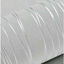 Modern Velvet Wallpaper: Modern Fashionable Non-Woven Fabric Classic Plant Velvet Solid Stripe Wallpaper Roll (Suitable For Living Room & Bedroom) Wall Paper Wall Stickers Wall Decor Room Decor Bedroom Decor - Grey - View 2