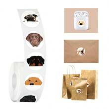 500 件可爱狗狗 - 胶带圆形贴纸卷美观乙烯基贴纸高品质贴纸贴花剪贴簿、日记本、笔记本电脑、保险杠、滑板、水瓶、电脑、手机贴纸可以为您的生活带来很多乐趣 - 彩色 - 查看 3