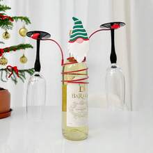 Christmas Wine Bottle & Glass Holder Set - Festive Santa And Snowman Design, Perfect For Holiday Table Decor & Gift-Giving - Multicolor - View 5