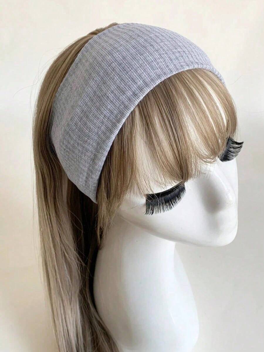 1pc Simple Knitted Headband, College Style Street Fashion Sports Hair Band, Stretchable Comfortable Turban Sweatband In Grey Black White, Unisex All Season Hair Accessory For Daily Workout Vacation Outfits - Xám - Xem 1