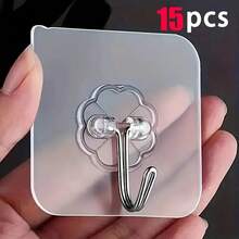 Transparent Adhesive Wall Hooks, Waterproof & Moisture-Proof, Easy Installation, Seamless Wall & Bathroom Storage Solution, Transparent Multi-Functional Organizer Suitable For Kitchen, Bathroom, Dorm, Behind Toilet Door, Practical Hooks