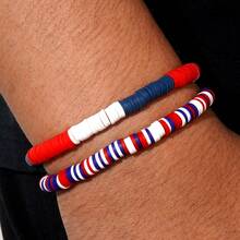 3 Stücke Boho-Stil USA Buchstaben Perlenarmband Set, Schmuckzubehör für Frauen, Sommer