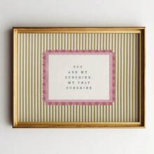 1pc Framed/Unframed You Are My Sunshine Canvas Poster Horizontal Cute Neutral Striped Nursery Quote Wall Art Print Minimalist Baby Girls Room Aesthetic Decor Painting For Kids Room,Playroom,Living Room,Bedroom,Modern Home Decoration - Multicolor - View 2