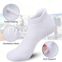 Sports Outdoor 3pcs Ankle Running Socks With Low Cut And Arch Support, Breathable And Cushioned Sports Socks, Unisex - White - View 7