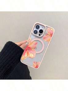 Magnetic Flower Design Phone Case Compatible With Apple 16 ProMax, Magnetic Charging 14 Pro Lens Protection Soft Silicone Transparent Minimalist Shock-Proof Case Compatible With Samsung Galaxy A15/A16/A35/A54/A55/A56/S22/S22 PLUS/S22 ULTRA/S23/S23 FE/S23 PLUS/S23 ULTRA/S24/S24 FE/S24 PLUS/S25 PLUS/S24 ULTRA/S25 EDGE/S25 ULTRA Waterproof Anti-Fall Scratch Resistant - 款式1(1pc) - 查看 3