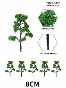 5pcs 4-12cm Mini Green Artificial Trees, Suitable For DIY Model Making/Railway Model Layout/Sandbox Landscape/3D Model