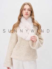 1pc Women's Solid Color Polyester Simple Soft Warm Scarf, For Daily Use - Milky White - View 6