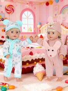 18 Inch Realistic Plush Rabbit /Blue Elephant Pajama Doll Clothes, Soft Lifelike Changeable Outfit Toy, Suitable For Girls Role Play And Christmas Gift (Doll Not Included) - Multicolor - View 3