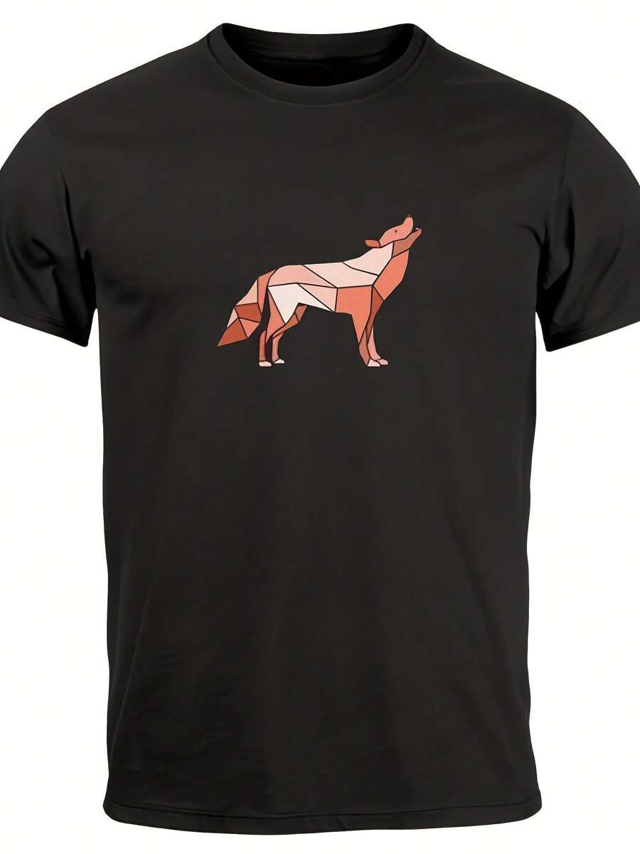S Printed Polygon Graphic Wolf Outdoor Fashion Animal Hiking T-Shirt- - 款式9 - 查看 1