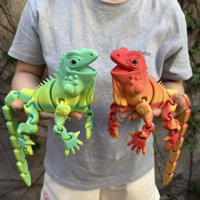 1 件 3D 打印超大蜥蜴雕像，具有逼真眼睛的家居装饰，圣诞礼物，可移动关节，适合任何场合、派对、生日，3D 打印动物雕像