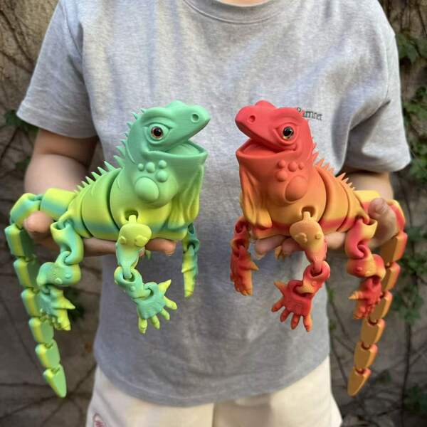 1 pieza Figura de lagarto sobredimensionada impresa en 3D, decoración del hogar con ojos realistas, regalo de Navidad, articulaciones móviles, adecuado para cualquier ocasión, fiesta, cumpleaños, estatua de animal impresa en 3D