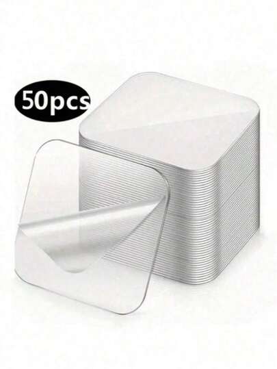 50pcs Double Sided Wall Sticker, Waterproof Adhesive Tape, Square Double-Sided Transparent Tape Sticker,Multi-Purpose Double-Sided Tape, Strong Adhesive Patch Household Wall Hanging,Home Office,Decor, Home Essentials