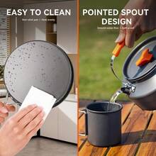 Onlyfire 14pcs Camping Cookware Mess Kit Non-Stick Lightweight Pot Pan Kettle Set With Plates Forks Knives Spoons For Camping Backpacking Outdoor Cooking And Picnic CT604gift - Black - View 5