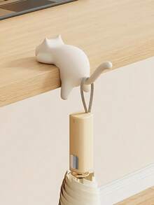 1个卡通猫背包挂钩，粘钩，衣帽钩，猫尾巴粘钩，耐用塑料可爱猫咪收纳挂钩，免钻孔可拆卸壁挂式收纳架，适用于书桌、宿舍、办公室，节省空间，可悬挂书籍、钥匙、配件，趣味创意礼物，猫咪桌面配件，实用挂钩