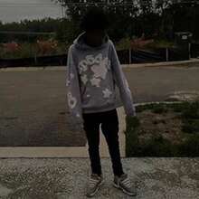 Spider Web Fashion Hip-Hop Printed Flower Hoodie, European And American Brand Large-Sized Loose Men's And Women's Hooded Sweatshirt Set - Màu Xám nhạt - Xem 7