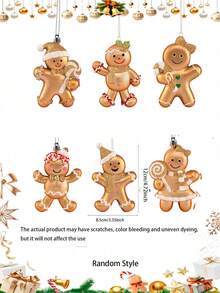 6 pièces Ensemble d'ornements de Noël en verre soufflé fait à la main - Style glamour, Père Noël, Bonhomme en pain d'épices, Designs d'arbres de fête, Pas d'électricité ou de plumes nécessaires pour la décoration de l'arbre de Noël