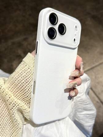 1 pieza Funda de teléfono con lente de cristal de cristal premium, minimalista y elegante con botones de volumen plateados electrolíticos por separado, adecuada para iPhone 17 ProMax / 15 ProMax / 16 ProMax, adecuada para el trabajo, la escuela, los viajes y el uso diario