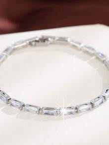 1 件简约时尚方晶锆石镶嵌方形镀金网球手链 - 手鍊 - 查看 18