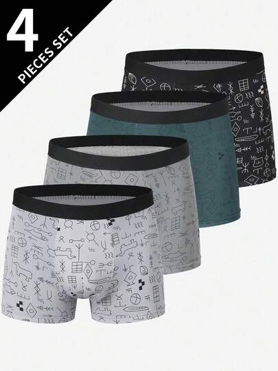 4 Piezas/pack Shorts De Boxeador Para Hombres Para Adolescentes, Deportivos Y Cómodos, Verano