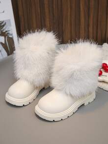 1 par de botas lindas y de moda para niñas, botas cálidas para la academia y exteriores, botas casuales para todas las estaciones, otoño/invierno