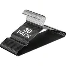 30 PCS Ganchos Estándar, Ganchos para Ropa, Ganchos para Ropa de Acero Inoxidable, 42cm Diseño Antideslizante, Se Adapta a Abrigos,Chaquetas,Camisas, Pantalones y Vestidos para Ahorrar Espacio - Negro - Ver 13