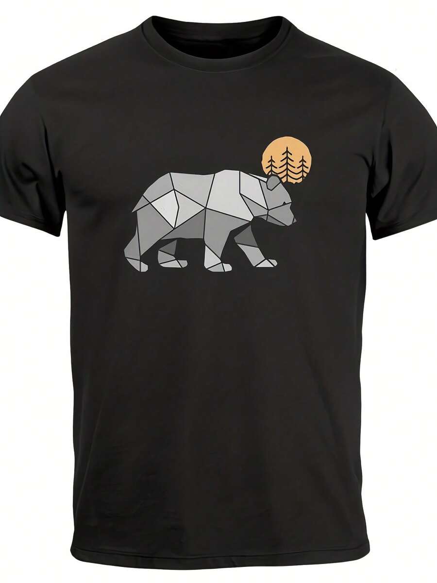 S Polygon Bear Moon Outdoor Hiking Natural Print Print Fashion T-Shirt- - 款式7 - 查看 1