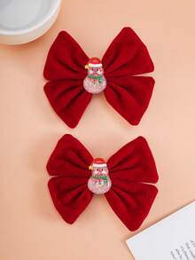 2 Stücke Mädchen Haarspangen mit Schleife, Weihnachtsmann, Schneemann, Weihnachtsbaum Dekor Haaraccessoires geeignet für den täglichen Gebrauch oder Weihnachten