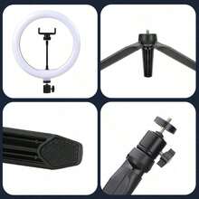 AXNEN Aro de luz de selfie de 10 pulgadas con trípode opcional, luz de relleno de fotografía, lámpara de anillo LED compatible con todos los teléfonos para grabación de video, transmisión en vivo