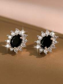 1 Pair Elegant Exquisite Marquise Blue Cubic  Decor Stud Earrings For Women Wedding Dresses Dating Gift - Blue - View 13