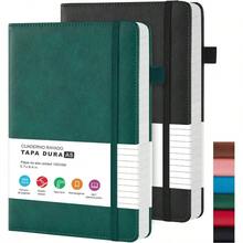 Cuaderno Tapa Dura A5 Para Escribir, Paquete De 2 Diarios, Cuaderno De Cuero, Papel Rayado De G, Para El Trabajo, La Escuela, Notas Y Diarios. Negro+ Verde - Negro + Verde - Ver 2