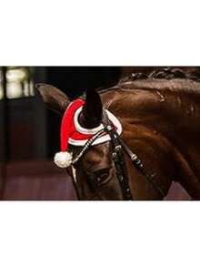 1pc Christmas Horse Hat - Red Thick Decorative Hat With Large Red Ball, Warm And Windproof, Fun And Eye-Catching, Your Horse Deserves It! Shiny For Equestrian Competition! Ideal Christmas Gift For Your Horse. - Multicolor - View 2