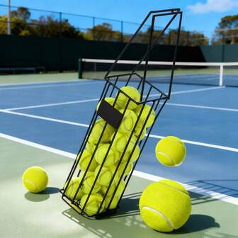 1pc Portable Pickleball And Tennis Ball Picker Basket With Handle - Durable Iron Construction, Easy-Grip Handle For Efficient Ball Retrieval, Ideal For Home Training And Storage, Tennis Ball Picker, Sports Equipment, Sleek Design, Sturdy Construction, Sports Enthusiasts