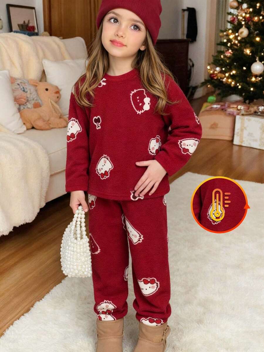 Sanrio Roupa de dormir de pelúcia quente e fofa da   para meninas, adequada para outono/inverno