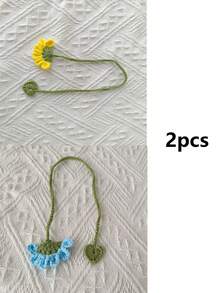 1pc Handmade Crochet Flower Bookmark Handmade Daisy And Sunflower Bookmark Artisan Crafted Reading Accessory, Perfect Gift For Book Lovers, Home Decor Office Supplies, Set Of 1 - Multicolor - View 16