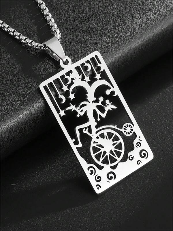 1 Peça Novo Colar Pingente de Aço Inoxidável com Carta de Tarô Punk Fashion Coringa, Joia Gótica Punk de Luxo, Presente de Aniversário