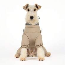 全新可调节小型犬和中型犬狗外套 - 反光羊毛衬里，可调节带扣和双 D 形环背带，四腿保暖内衬保暖宠物服装