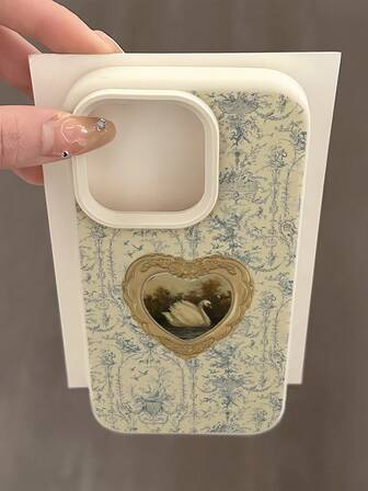 1pc Fashion Personalized Swan Patchwork Pattern Shockproof Milky White Liquid Straight Edge TPU Phone Case Compatible With IPhone 16 ProMax/16/16 Pro/16 Plus/15/15 ProMax/15 Pro/11/12/13/14 ProMax/11 Pro/11 ProMax/12 Pro/12 ProMax/13 Pro/13 ProMax/14 Pro/14 ProMax, Soft Case With Elegant Vibe