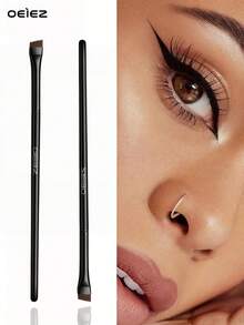 OEIEZ 3pcs Eyeliner & Eyebrow Brushes, Super Soft Fiber, Comfortable Grip, Create Soft Natural Makeup Look - Black - View 4
