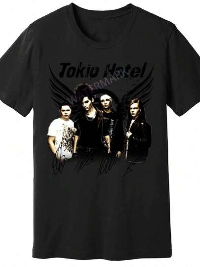 180G-Tokio Hotel Band Music 5Tokio Hotel Concierto 2023 Merch 893860 camiseta divertida de manga corta para hombres negra PR