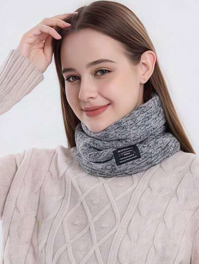 1 peça de cachecol de malha simples feminino, quente, confortável e macio para outono/inverno, adequado para atividades diárias ao ar livre, deslocamento, caminhadas e viagens curtas