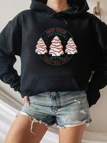 Farm Fresh Christmas Tree Frosting Frosted Cake Debbie Hooded Sweatshirt - Black - View 1
